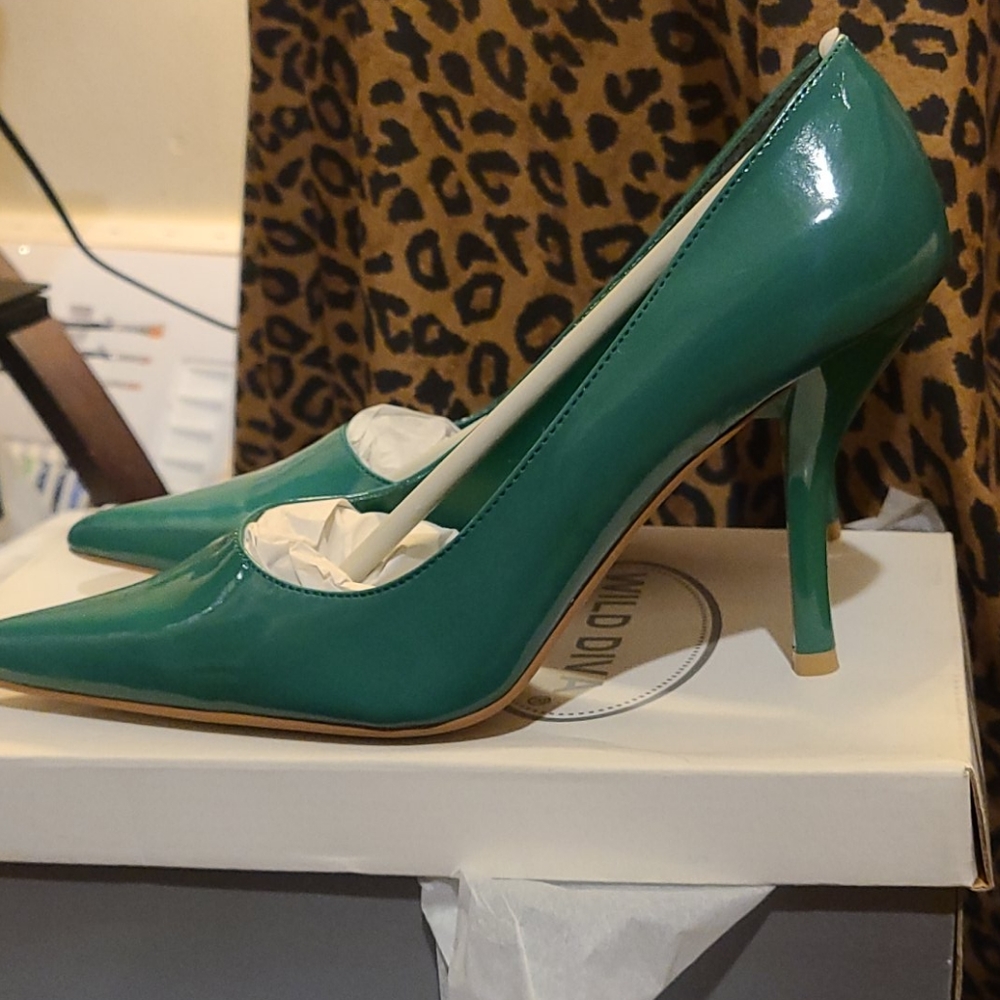 Wild Diva money green heels